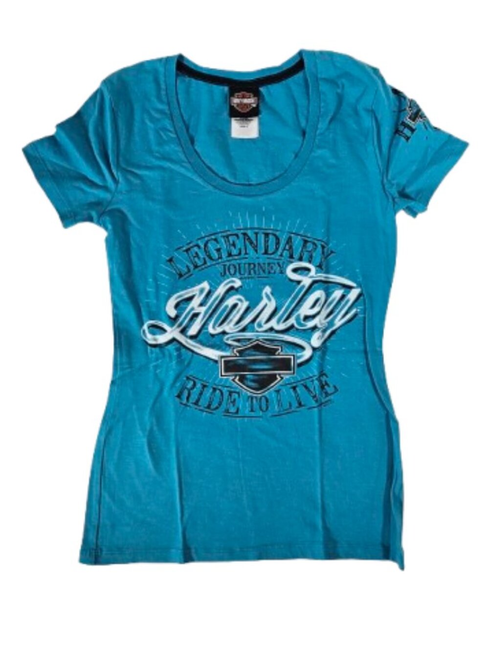 Harley Davidson Blue Legendary Journey Shirt Women's Size Small Virginia Beach